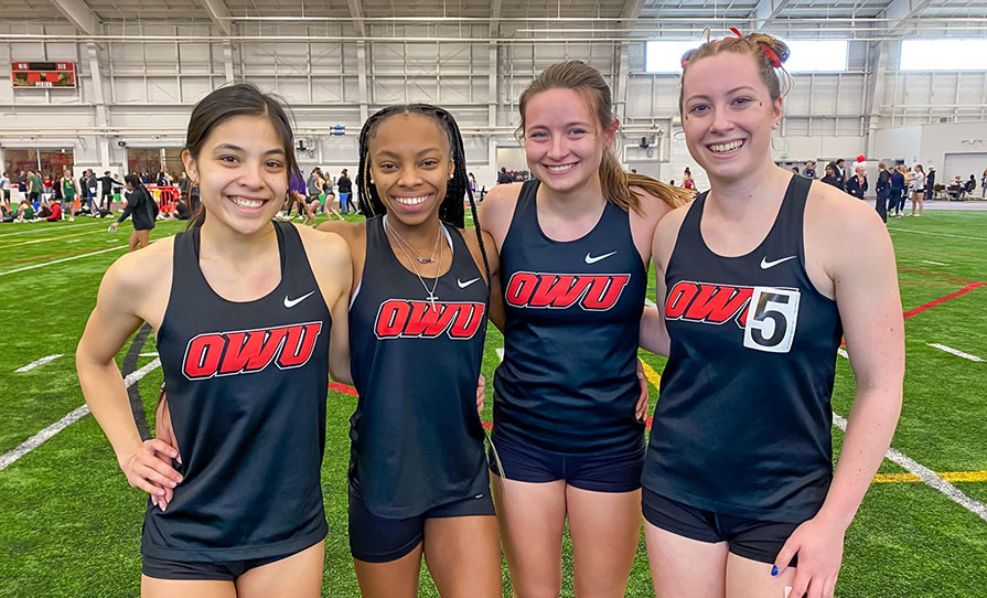 Katherine Dortmund ’28 (from left), Alaina Nathan ’29, Kaylee Lusk ’29, and Kennedy Elfers ’28