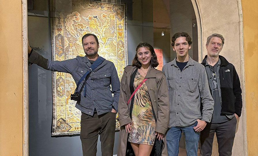 Professor Jeff Nilan (from left), Elsa Hoam ’27, Josiah Montgomery ’27, and Professor Craig Jackson