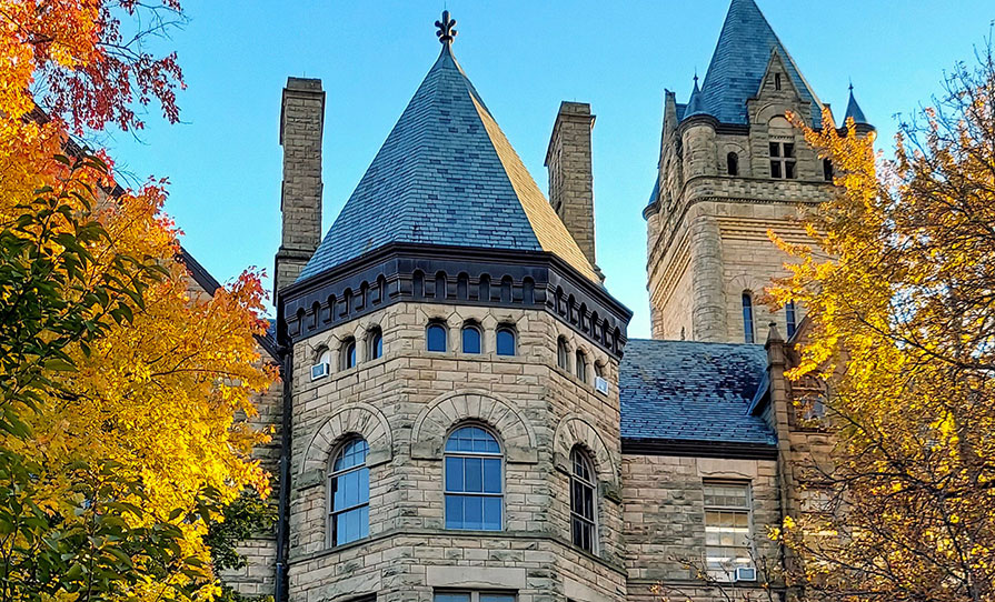 University Hall in the fall