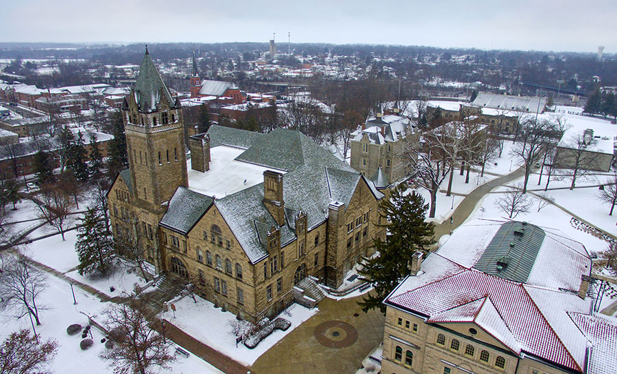 Winter University Hall aerial